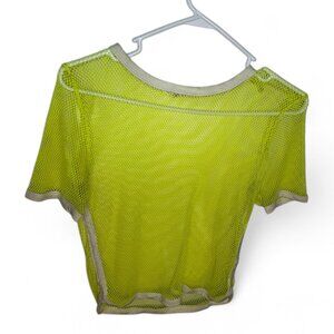 Heart & Hips Lime Green Mesh Cropped Top - Size M